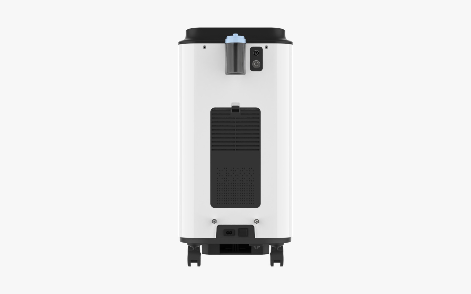 Rear view of the hydrogen-oxygen machine showing vent and power inlet
